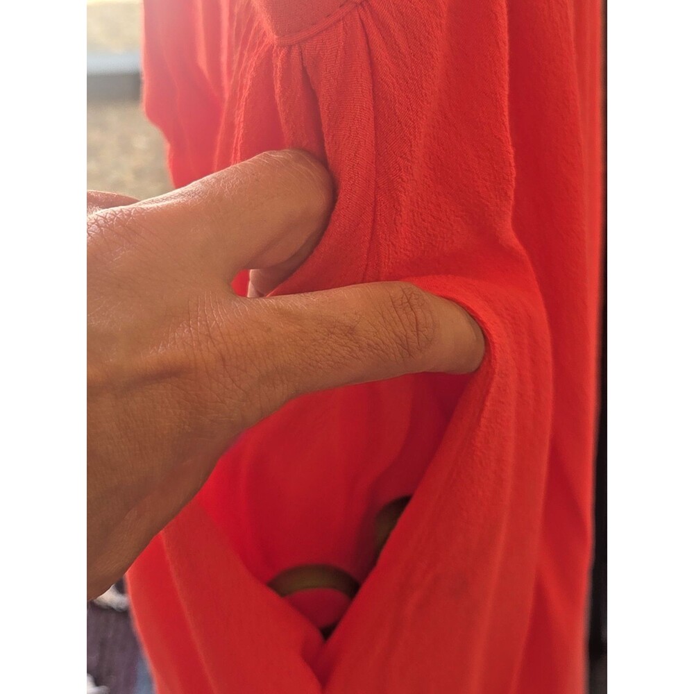 NEW Lulus Bold New Look Red Tie Back Midi Skater Dress MED Pockets Lined Empire - Picture 12 of 13